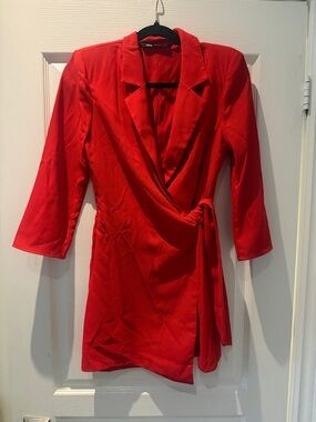 Red Wrap Blazer Jumpsuit